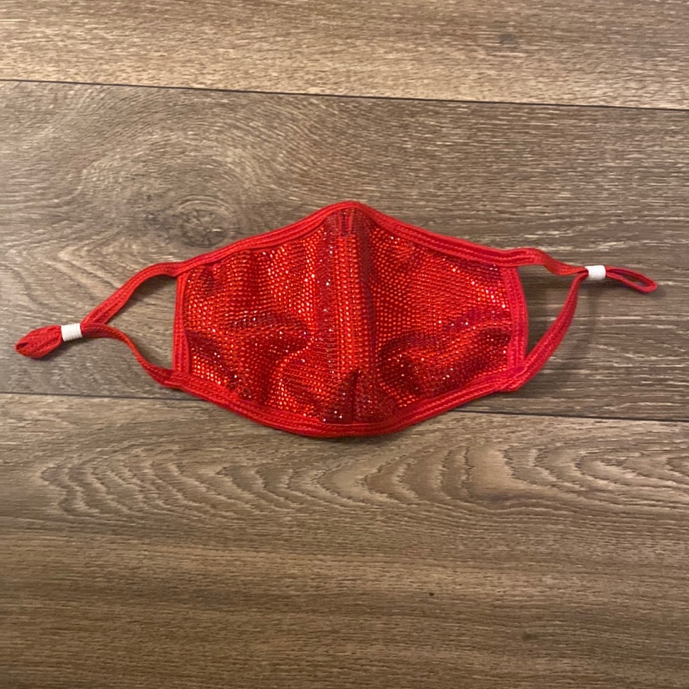 Red bedazzled face mask